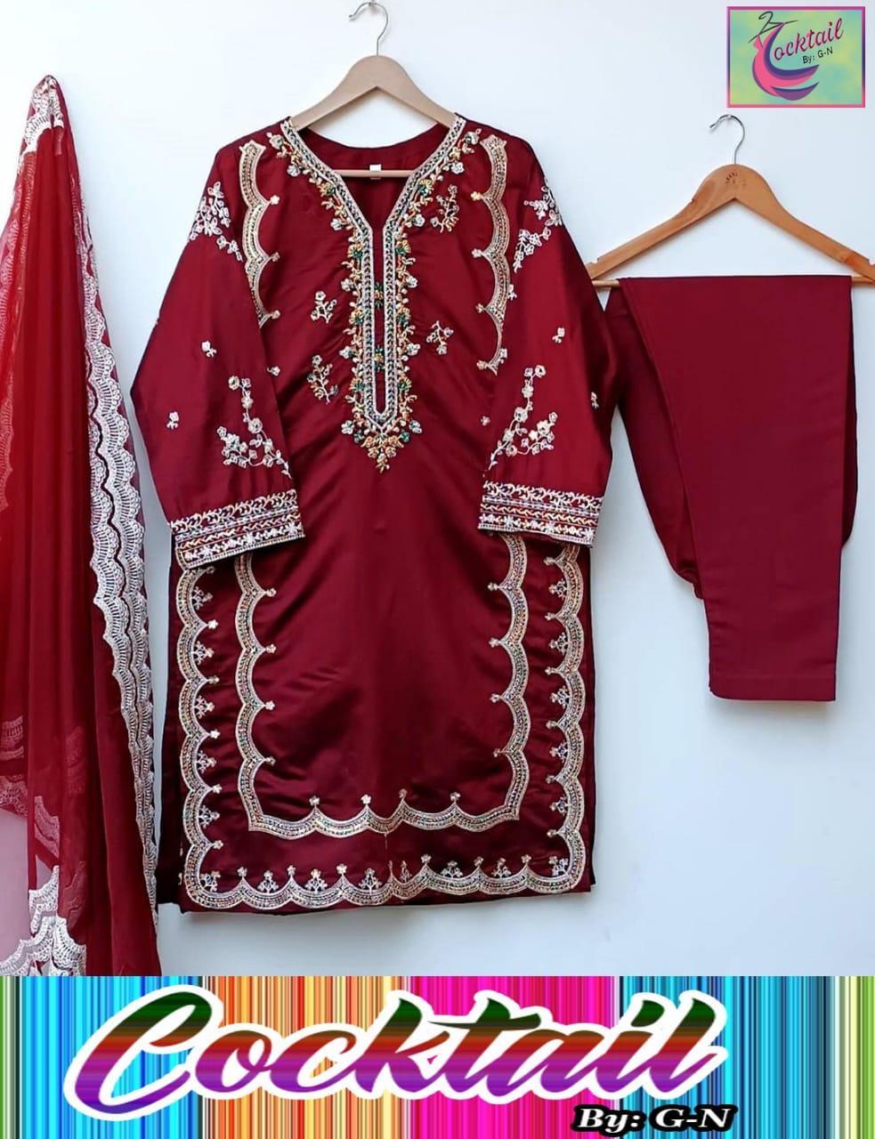 Elegant Women's Stitched Embroidered Suit Set - 3 Pcs