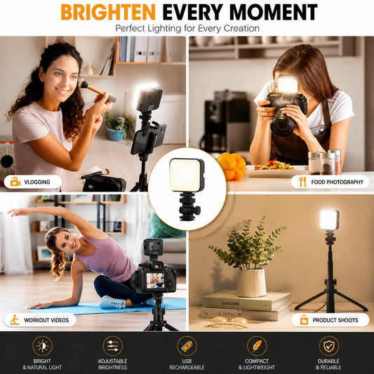 Rechargeable LED Selfie & Video Light with Clip