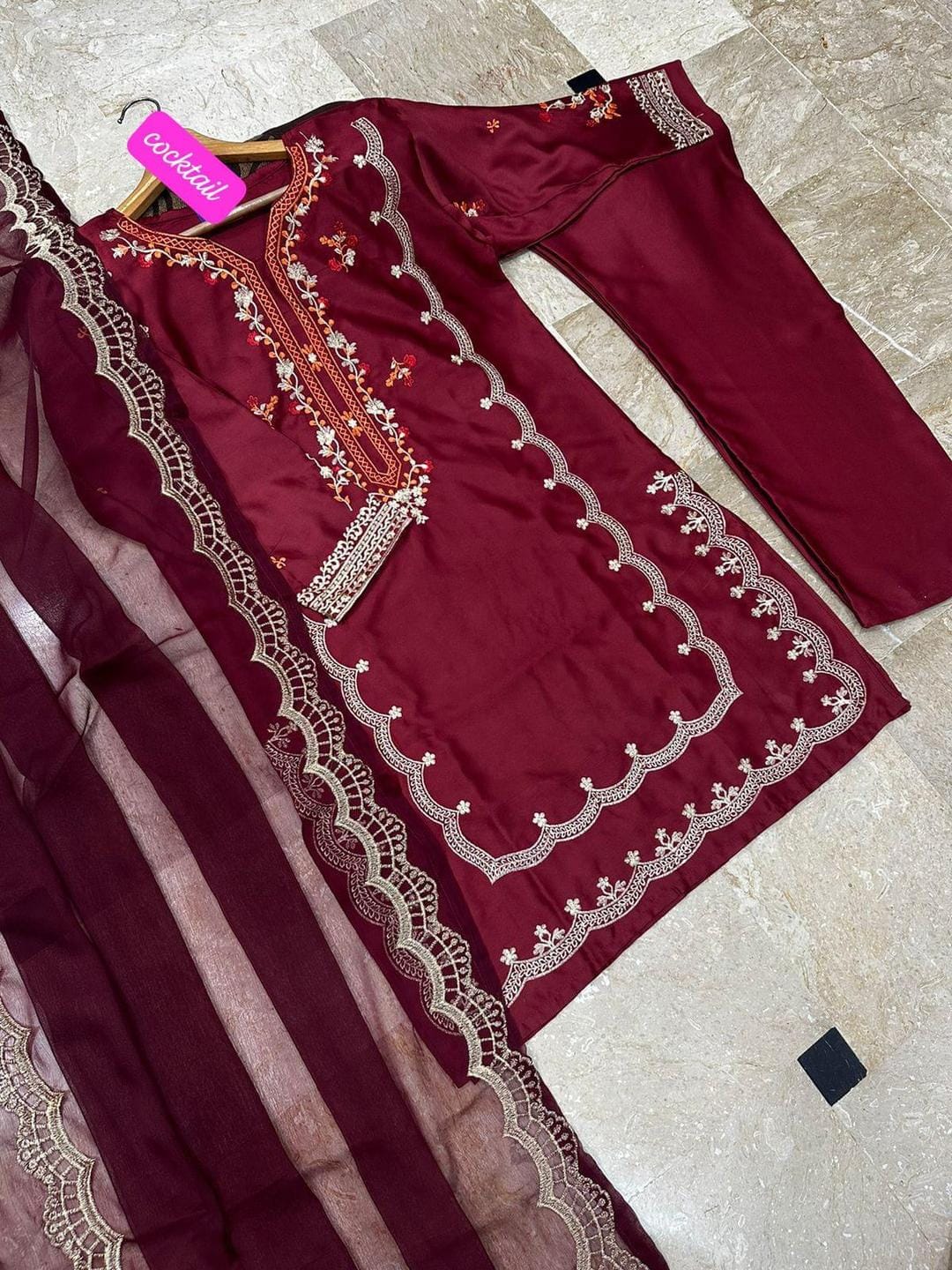 Elegant Women's Stitched Embroidered Suit Set - 3 Pcs