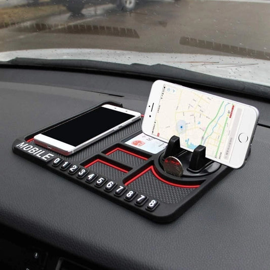 Car Dashboard Phone Holder with Anti-Slip Silicone Pad & Parking Number Display
