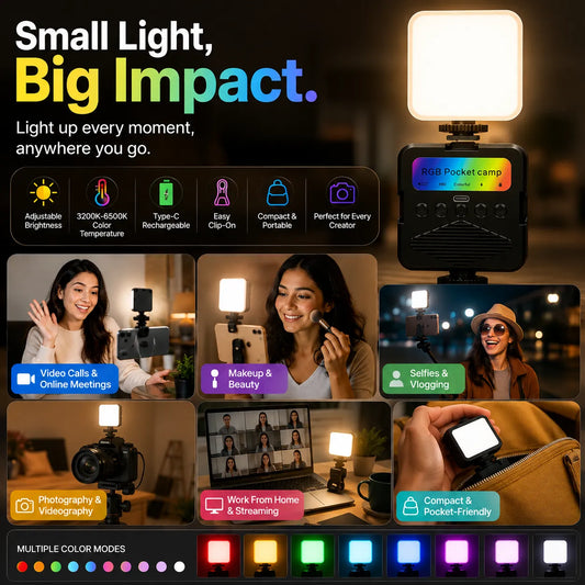 Rechargeable LED Selfie & Video Light with Clip